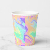 Groovy Retro Gefärbte Krawatte Pastel Marble Swirl Pappbecher (Rechts)