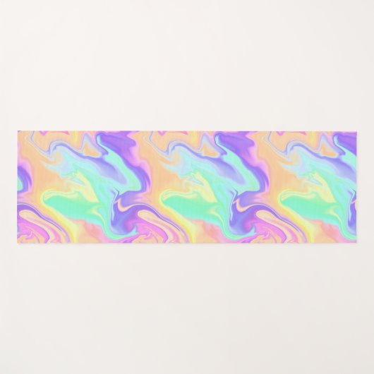 Groovy Retro Gefärbte Krawatte Pastel Marble Swirl Yogamatte (Vorderseite (Horizontal))