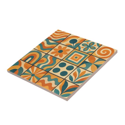 Groovy Retro Geometric Fliese (Seite)