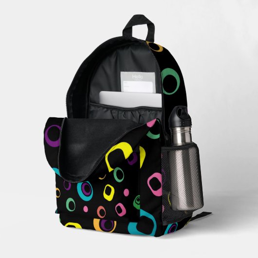 Groovy Retro Geometrischer Rucksack (Rückseitige Ecke links (Offen) )