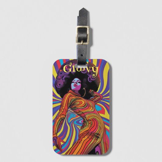 Groovy Retro Gepäcktag Gepäckanhänger (Vorderseite Vertikal)