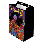Groovy Retro Geschenktasche Mittlere Geschenktüte (Rückseite Schrägansicht)