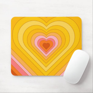 Groovy Retro geschichtetes Herz Mousepad