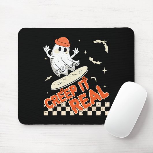 Groovy Retro Ghost Halloween Creep It Real Boys Sk Mousepad (Mit Mouse)