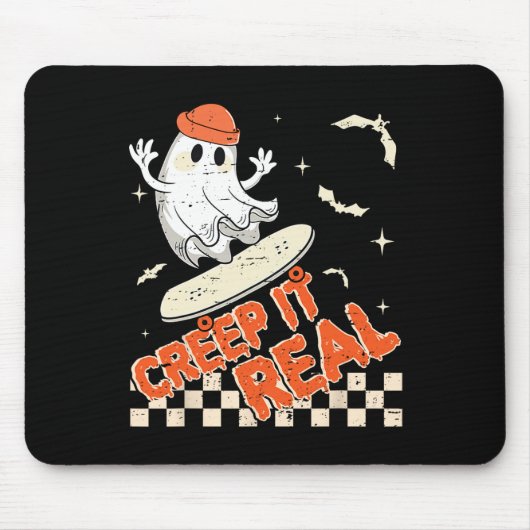 Groovy Retro Ghost Halloween Creep It Real Boys Sk Mousepad (Vorne)