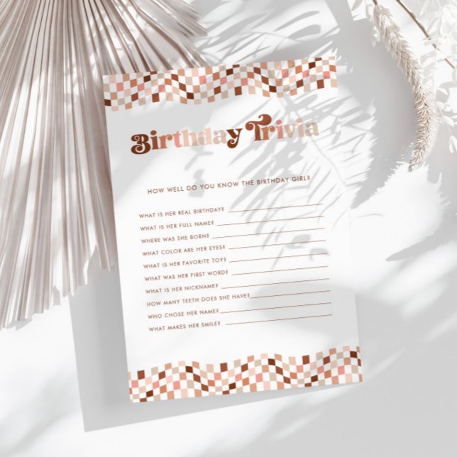 Groovy Retro Girls Birthday Trivia Game (Von Creator hochgeladen)