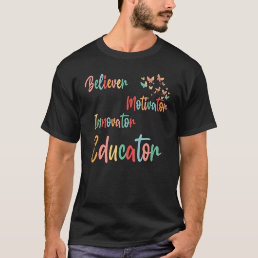 Groovy Retro Gläubiger Motivator Innovator Erziehe T-Shirt (Vorderseite)