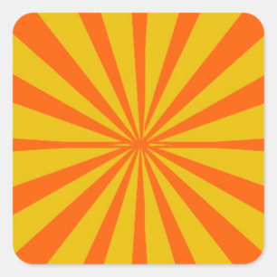 Groovy Retro Gold & Orange Hintergrund Quadratischer Aufkleber