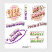 Groovy, Retro Good Vibes Sticker Pack (Blatt)