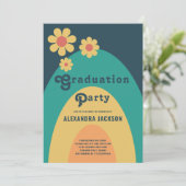 Groovy Retro Graduation Party Einladung (Stehend Vorderseite)