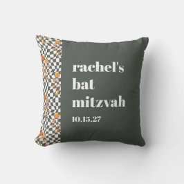Groovy Retro Green Mushrooms Custom Bat Mitzvah Kissen