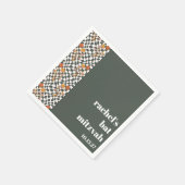 Groovy Retro Green Mushrooms Custom Bat Mitzvah Serviette (Ecke)