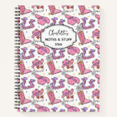 Groovy Retro Halloween Cowboy Monogram  Notizblock (Vorderseite)