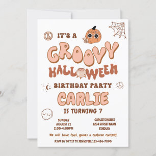 Groovy Retro Halloween Geburtstagsparty, jedes Alt Einladung