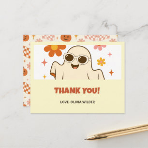 Groovy Retro Halloween-Geist Kinder Dankeskarten Postkarte