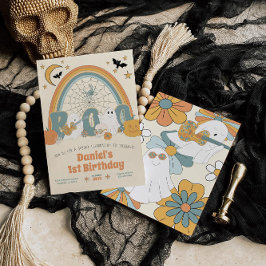 Groovy Retro Halloween Ghost Boy's Geburtstag Einladung