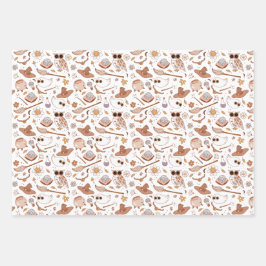 Groovy Retro Halloween Neutrale Farben Kinder Geschenkpapier Set