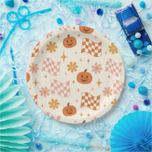 Groovy Retro Halloween Schachbrettmuster Papier Te