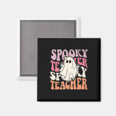 Groovy Retro Halloween Spooky Teacher Trick oder T Magnet (Vorderseite/Rückseite)