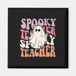 Groovy Retro Halloween Spooky Teacher Trick oder T Magnet