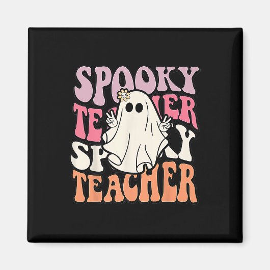 Groovy Retro Halloween Spooky Teacher Trick oder T Magnet (Vorne)