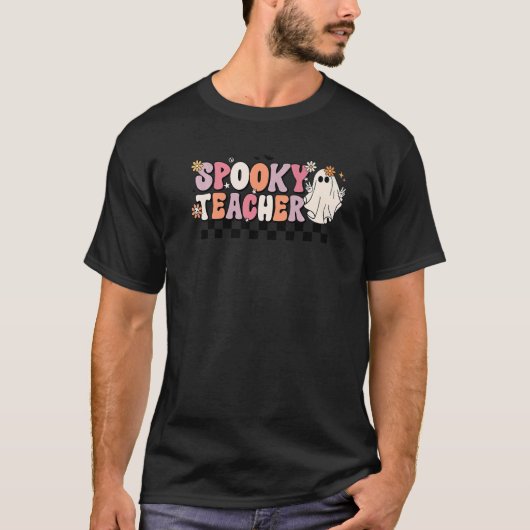 Groovy Retro Halloween Spooky Teacher Trick oder T T-Shirt (Vorderseite)