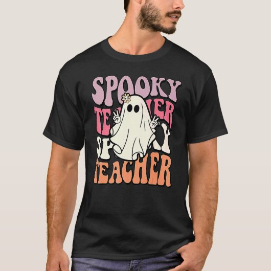 Groovy Retro Halloween Spooky Teacher Trick oder T T-Shirt (Vorderseite)