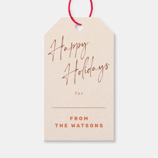 Groovy Retro Happy Holidays Name Geschenkanhänger (Vorderseite)