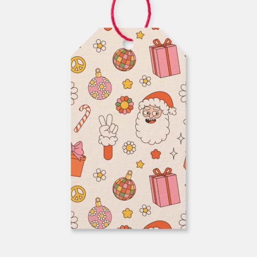 Groovy Retro Happy Holidays Name Geschenkanhänger (Rückseite)