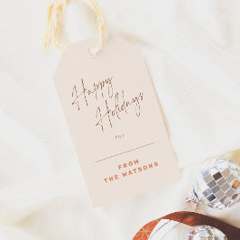 Groovy Retro Happy Holidays Name Geschenkanhänger