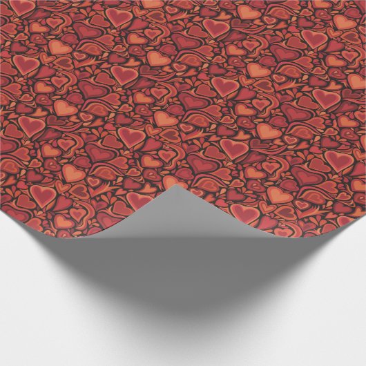 Groovy Retro Hearts 70s Print Wrapping Paper Roll Geschenkpapier (Ecke)