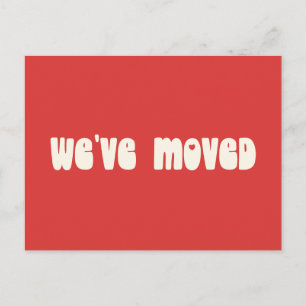 Groovy Retro Helles Rot Umgezogen Neue Adresse Postkarte
