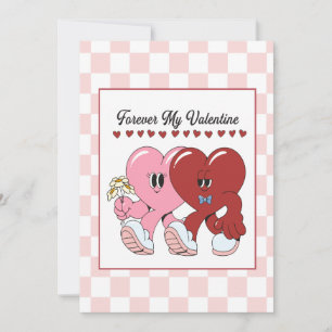 Groovy Retro-Herz-Charakter Valentinstag-Karte Feiertagskarte