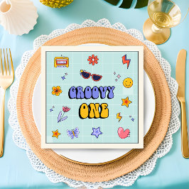 Groovy Retro Hippie Birthday Party Napkins Serviette