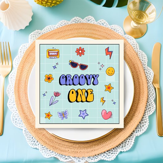 Groovy Retro Hippie Birthday Party Napkins Serviette