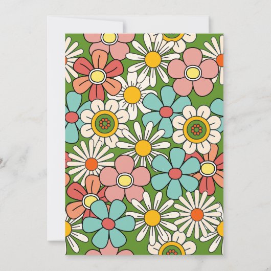 Groovy Retro Hippie Blume Hello Thirty Birthday Einladung (Rückseite)