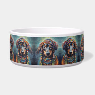 Groovy Retro Hippie Dachshund Boho Hundefressnapf Napf