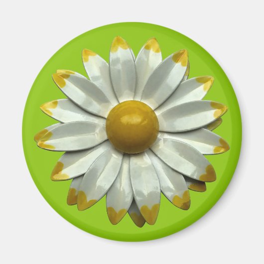 Groovy Retro Hippie Daisy Blume Summer Green Magnet (Vorne)