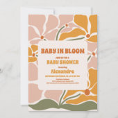 Groovy Retro Hippie Floral Pink Orange Babydusche Einladung (Vorderseite)