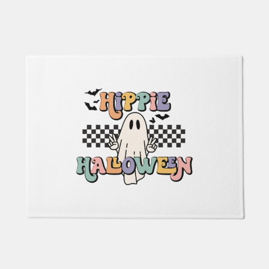 Groovy Retro Hippie Halloween Ghost Fußmatte (Vorderseite)