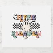 Groovy Retro Hippie Halloween Ghost Schaumweinetikett (Einzelnes Label)