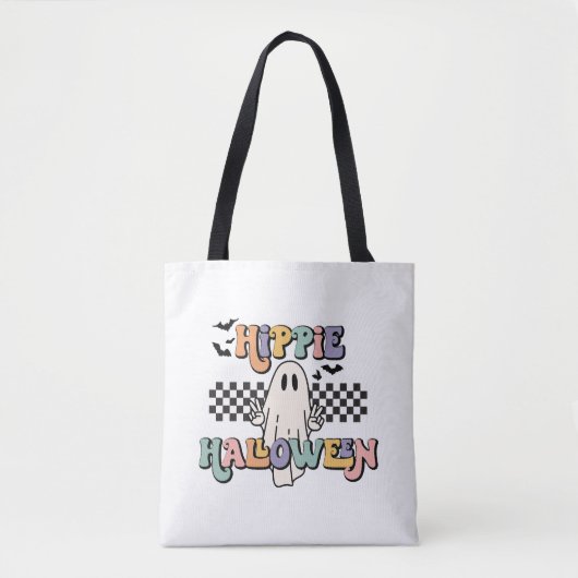 Groovy Retro Hippie Halloween Ghost Tasche (Vorderseite)