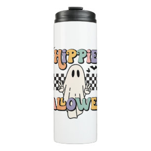 Groovy Retro Hippie Halloween Ghost Thermosbecher
