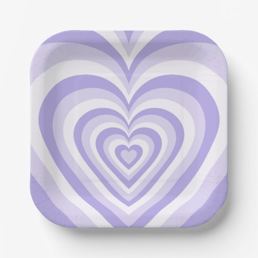 Groovy Retro Hippie Lila Heart Paper Plate Pappteller (Vorderseite)
