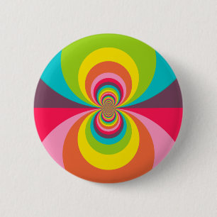Groovy Retro Hippie Vintag Rainbow Kaleidoskop Button