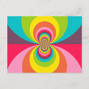 Groovy Retro Hippie Vintag Rainbow Kaleidoskop Postkarte