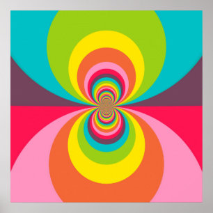 Groovy Retro Hippie Vintage Regenbogen Kaleidoskop Poster
