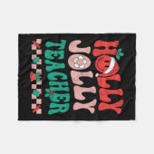 Groovy Retro Holly Xmas Jolly Lehrer Christmas Vi Fleecedecke (Vorderseite (Horizontal))