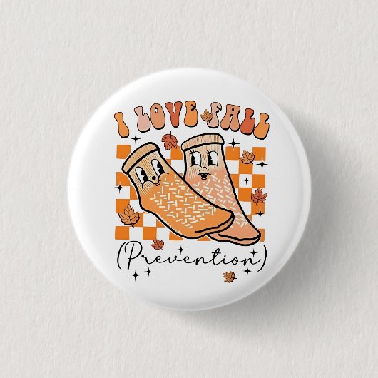 Groovy Retro I Liebe Herbstverhütung Funny Button (Vorderseite)