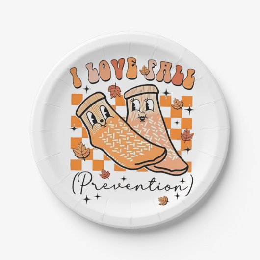 Groovy Retro I Liebe Herbstverhütung Funny Pappteller (Vorderseite)